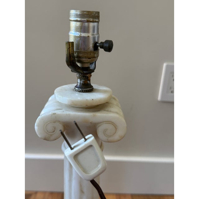 Vintage Alabaster Column Lamp Pair For Sale In New York - Image 6 of 18