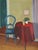 1950 Mid-Century Modern 'The Red Table' Swedish Original Interior Oil Painting, Framed For Sale - Image 9 of 11