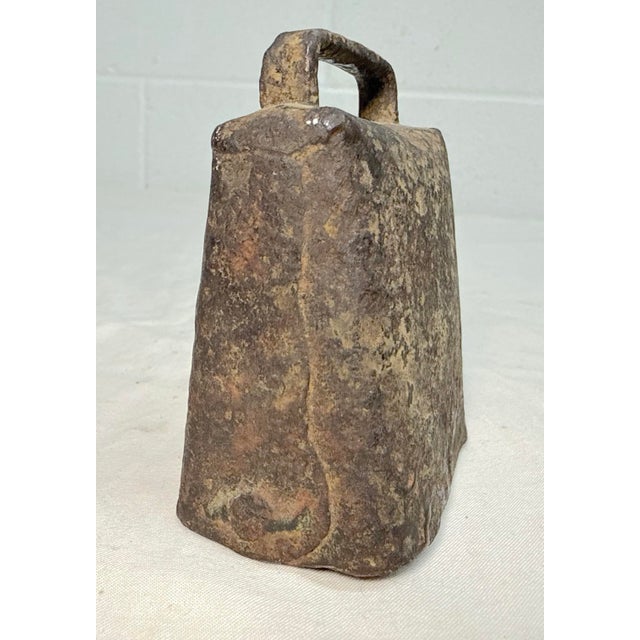 Early Antique Handmade 18th Century Wrought Iron Riveted Calf Cow Neck Bell For Sale - Image 4 of 6