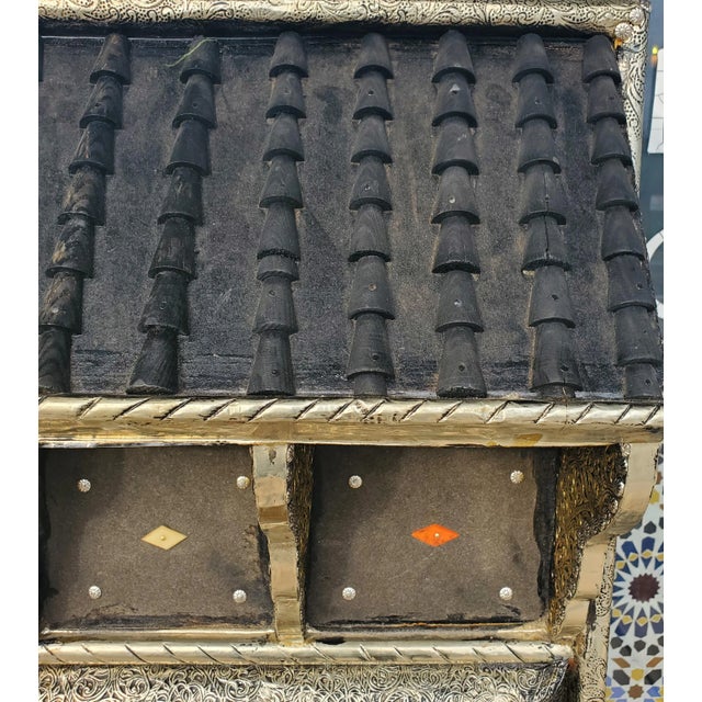 Large Wooden and Metal Inlaid Moroccan Fountain For Sale - Image 4 of 7