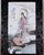 Excellent Condition Antique Guanyin Riding Dragon (Kwan Yin) (Quan Yin) Large Hand Painted Porcelain Tile in Carved Black...