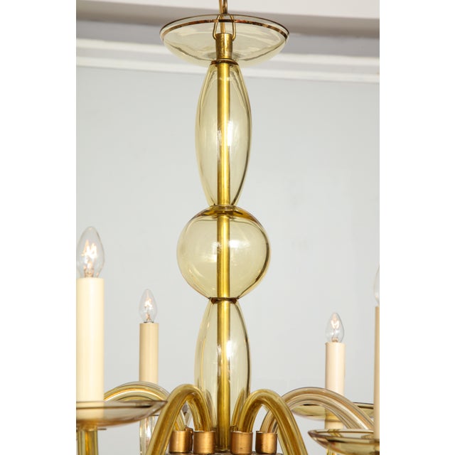 Glass Eight-Arm Amber-Colored Murano Glass Chandelier For Sale - Image 7 of 10