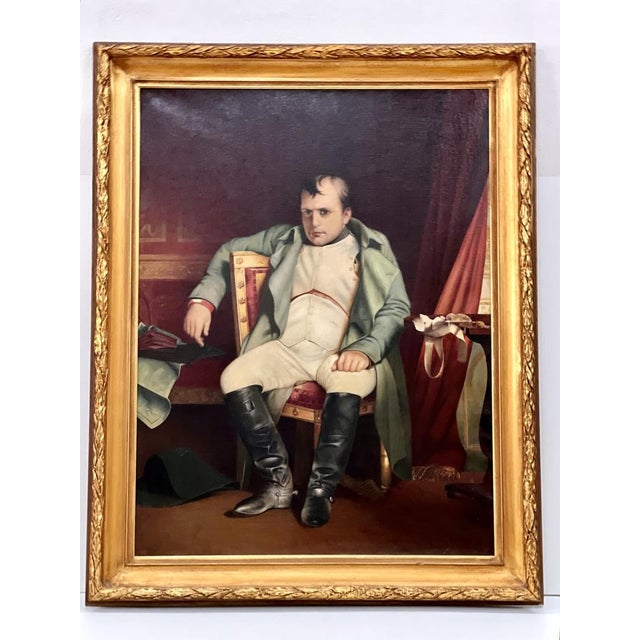This portrait of Napoleon Bonaparte is an oil painting inspired by Paul Delaroche's original “Napoleon at Fontainebleau,...