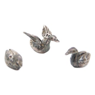 Miniature Silver Ducks, Set of 3 For Sale