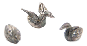 Miniature Silver Ducks, Set of 3