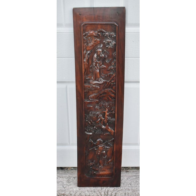 Antique Unique Asian Carved Rosewood Double Sided Plaque For Sale - Image 14 of 14