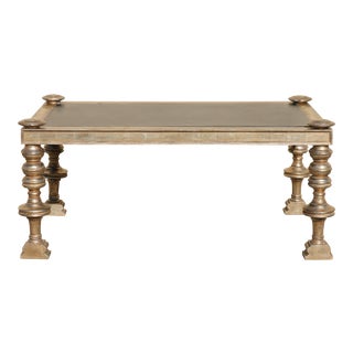 Silver Leaf Coffee Table w/ Stone Top For Sale