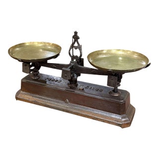 19th Century French Iron Balance Scale With Brass Trays For Sale