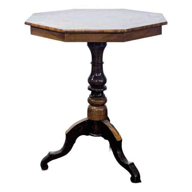 Antique Octagonal Marquetry End Table For Sale