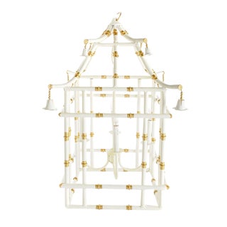 Ivory With Gold Bamboo Lantern For Sale