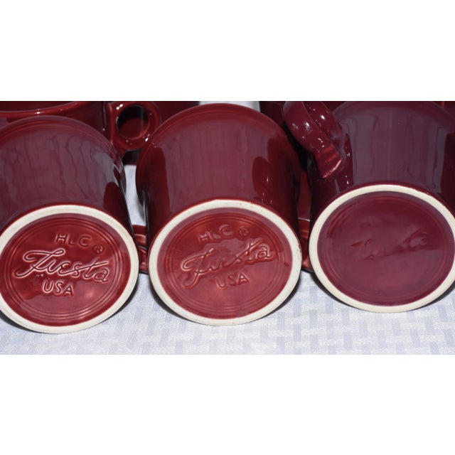 HLC Fiesta Usa Homer Laughlin Cinnabar Maroon O Ring Handle Coffee Mug Usa 10oz For Sale - Image 10 of 10