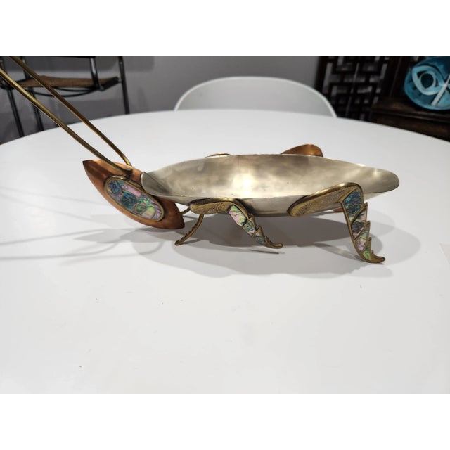 Mexican Mexican Abalone, Copper and Brass Grasshopper Sculpture For Sale - Image 3 of 4