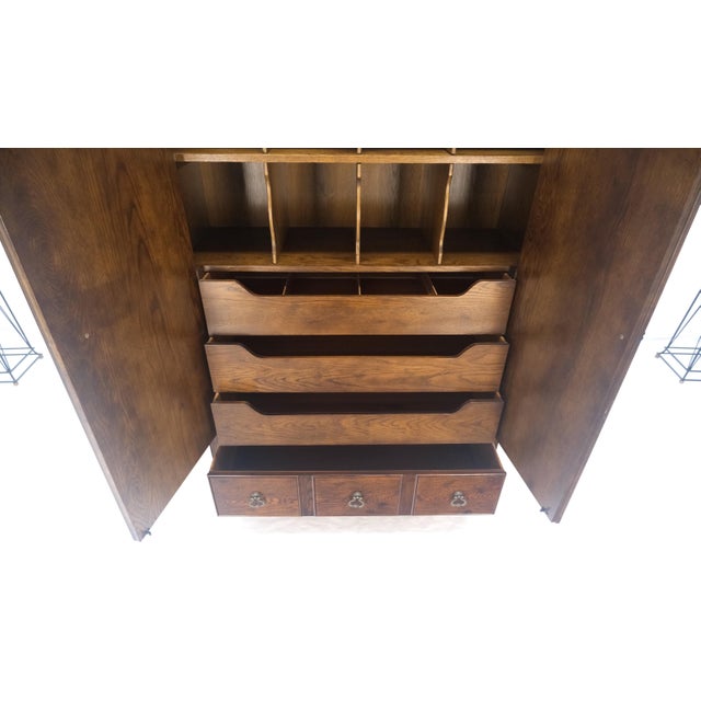 Henredon Henredon Oak Linen Press Cupboard Chest of Drawers Armoire Lots of Storage MINT For Sale - Image 4 of 10