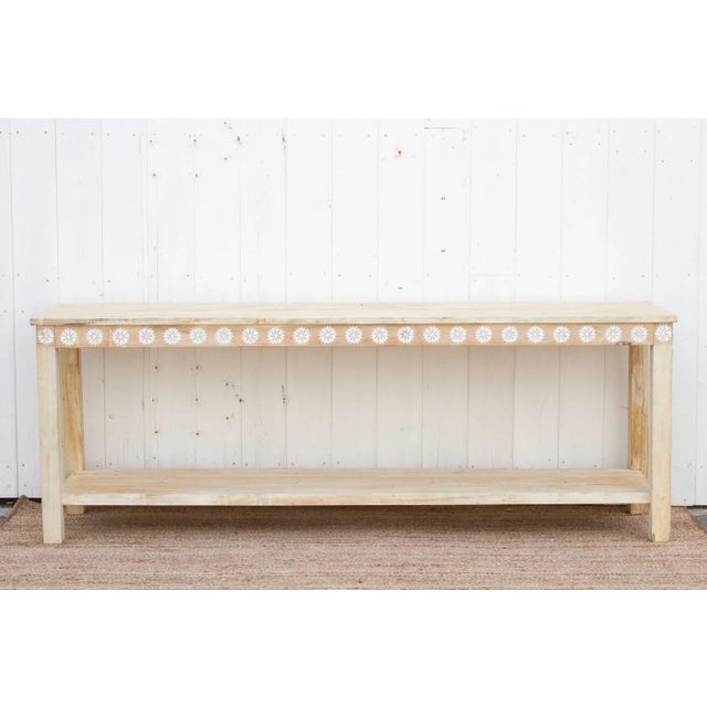 Bleached Teak Blossom Inlaid Console For Sale - Image 9 of 13