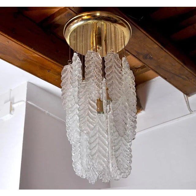 1970s Murano Glass Leaf Chandelier from Mazzega, Italy, 1970s For Sale - Image 5 of 8