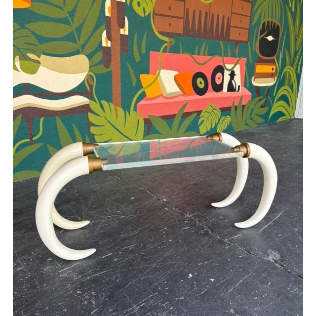 A rare, unique, statement piece console table. Extremely sturdy and well made, by Suzanne Dahl and Jerry Barich. Let this...