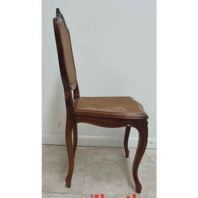 Antique Quality French Country Carved Cane Vanity Armchair Petite For Sale - Image 11 of 11