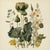 Vintage Botanical Garden Study No. 2 | Botanical Wall Art in Dark Green & Cream For Sale