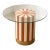 Mid 20th Century Postmodern Orange and Cream Striped Pedestal Dining Table With Glass Top For Sale