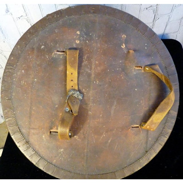 Mid 20th Century 18" Tooled Leather & Studded Scottish Targe Shield: Authentic Hollywood Prop From Global Effects Scultural Wall Art For Sale - Image 5 of 6