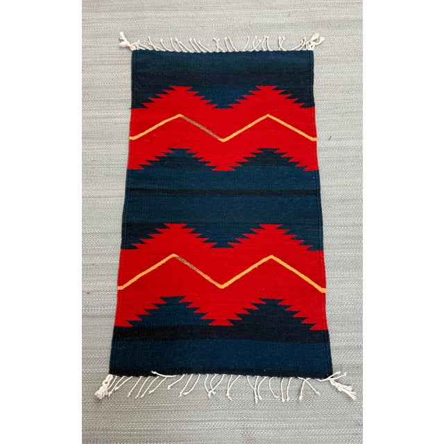 1ft 11in × 3ft 7in Southwestern Flat Weave Zigzag Area Rug For Sale - Image 4 of 12