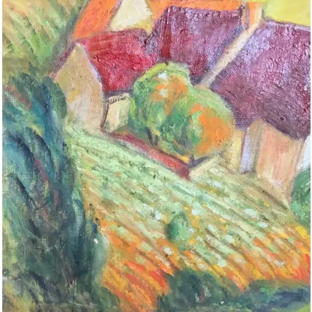 Paint Early French Painting - Red Roofs - Signed For Sale - Image 7 of 8