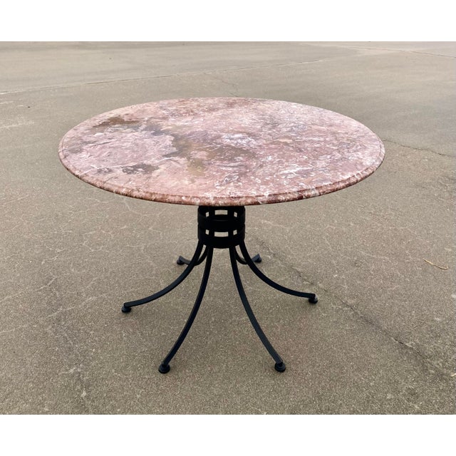 1970s Marble + Iron Cleo Baldon-Style Dining Table + 5 French Bistro Chairs For Sale - Image 5 of 17