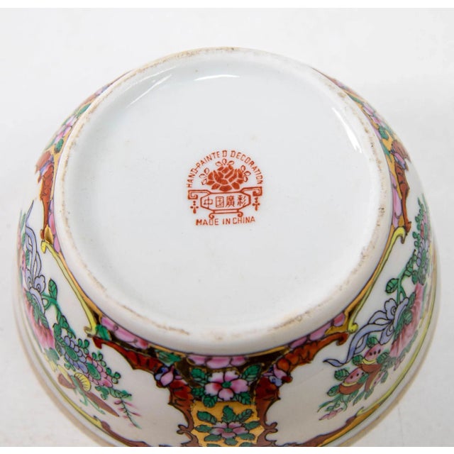 Vintage Asian Porcelain Hand Painted White Floral Ashtray China For Sale - Image 12 of 13
