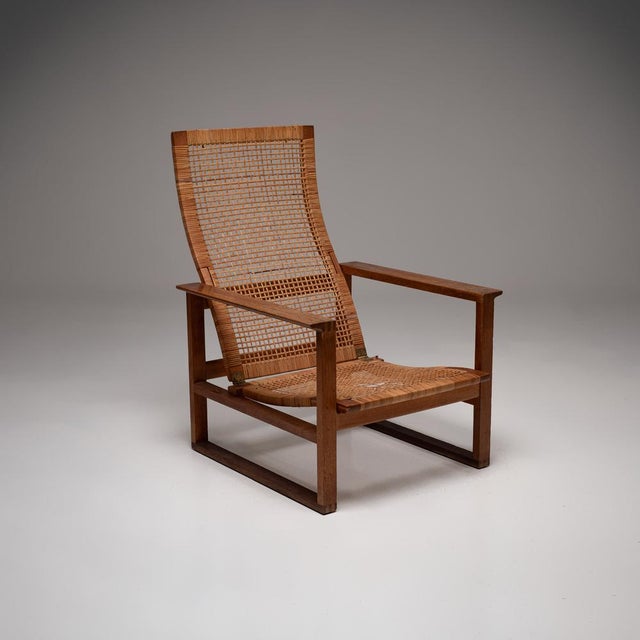 Brown Set of The Runner Chair and Foostool attributed to Børge Mogensen for Frederica Stolefabrik, 1950s For Sale - Image 8 of 16