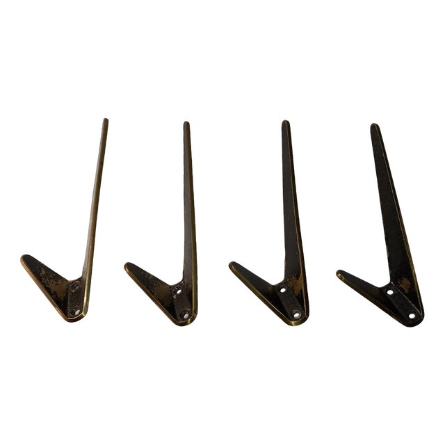 Austrian Brass Cloakroom Hooks from Hertha Baller, Set of 4 For Sale