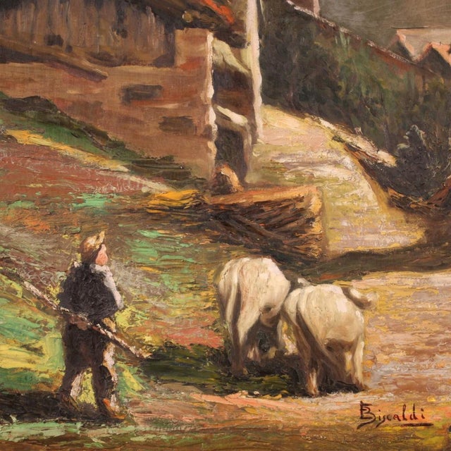 Italian Artist, Landscape with Shepherd, 1950s, Oil Painting on Panel, Framed For Sale - Image 11 of 16