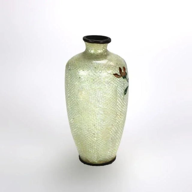 Early 20th Century Antique Cloisonne Enameled Cabinet Vase With Flowers, Signed, Early 20thC For Sale - Image 5 of 6