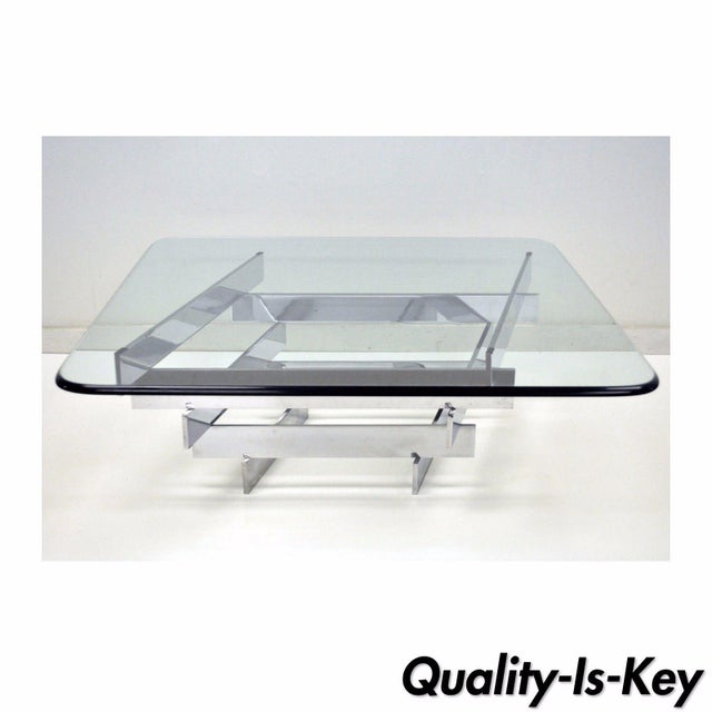 Vintage Mid Century Modern Paul Mayen Habitat Chrome Stack Glass Coffee