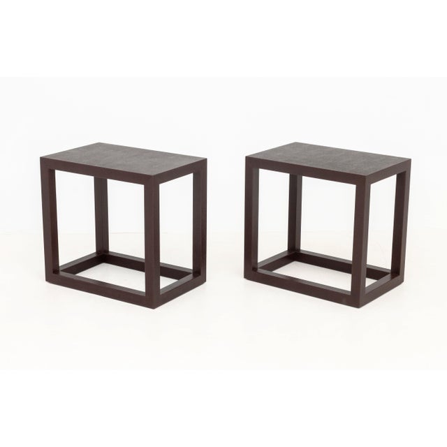Karl Springer Karl Springer Attr. Maroon Leather End Tables, Pair For Sale - Image 4 of 7