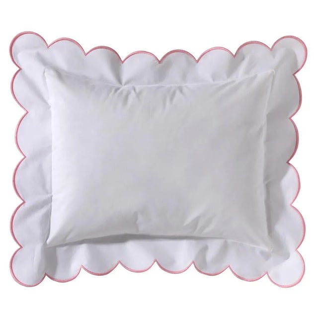 2020s Boudoir Pillow Cover With Scalloped Flange (Pink) For Sale - Image 5 of 5