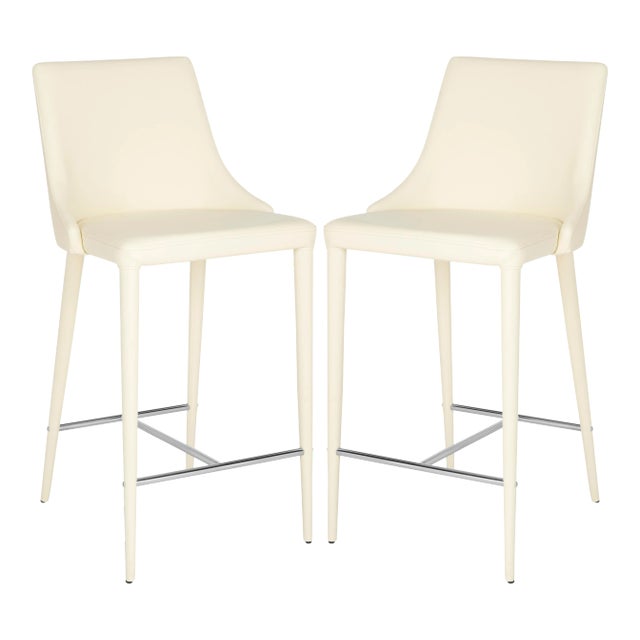 Eddy Counter Stool, Buttercream & Chrome - a Pair For Sale