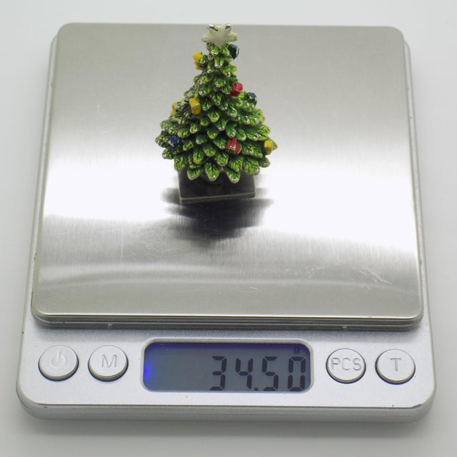 Vintage Italian Silver 800 and Enamelled Christmas Tree Figurine from Arezzo, Tuscany, 1970s For Sale - Image 6 of 9