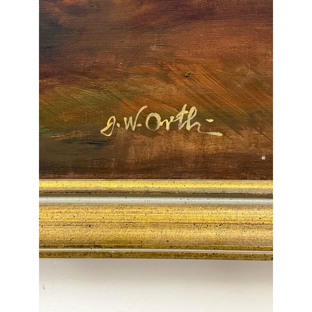 A full bouquet of golden mums, gathered in bloom. This original floral painting by J.W. Orth features a lush arrangement...