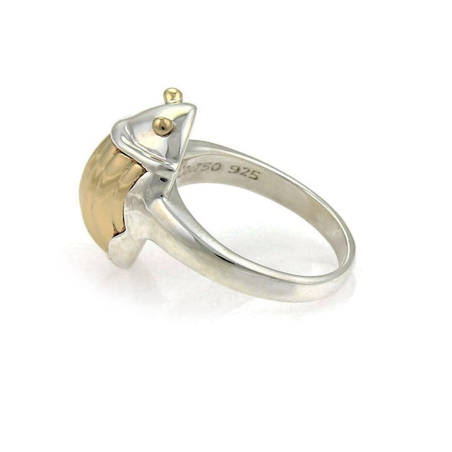 Contemporary Mid 20th Century Tiffany & Co. 18k Yellow Gold Sterling Scarab Beetle Ring Size 4.5 For Sale - Image 3 of 6