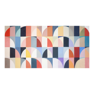 2026, Bauhaus Patterns in Harlequin Tones, Coral Ripples, Acrylic Paint on Cotton Canvas by Natalia Roman
