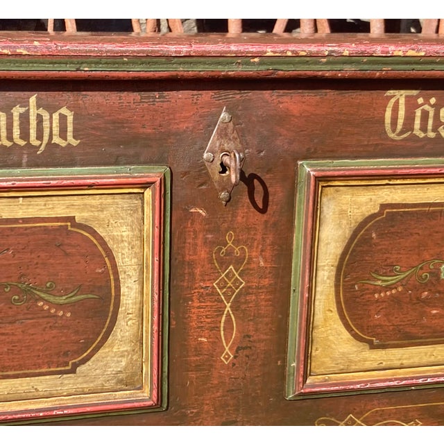 Pine Trunk or Blanket Chest in Original Decorative Paint For Sale In Baltimore - Image 6 of 16