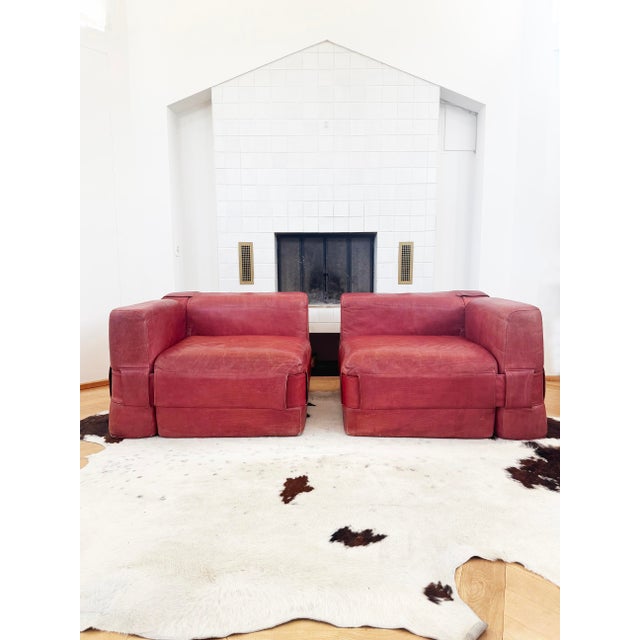 1964 Original 932-Quartet Leather Sofa Sectional Mario Bellini for Cassina, 2 Pieces For Sale - Image 6 of 17
