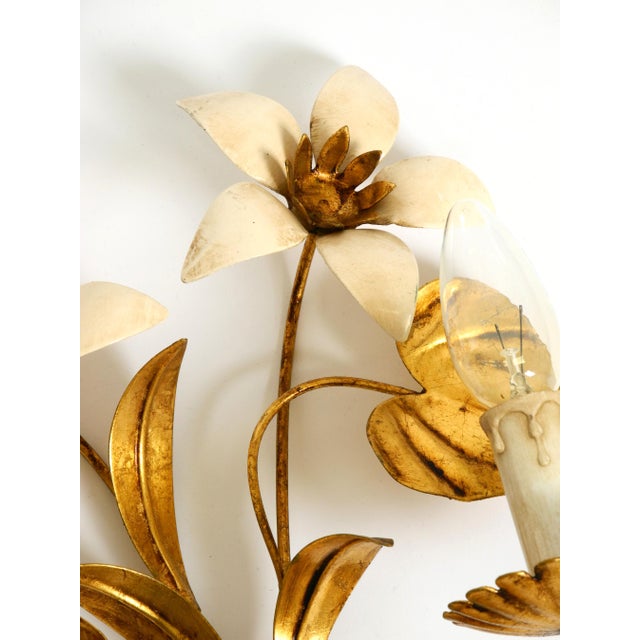 Gold-Plated and Hand-Painted Florentine Wall Lamp with Two Sockets, 1960s For Sale - Image 11 of 18