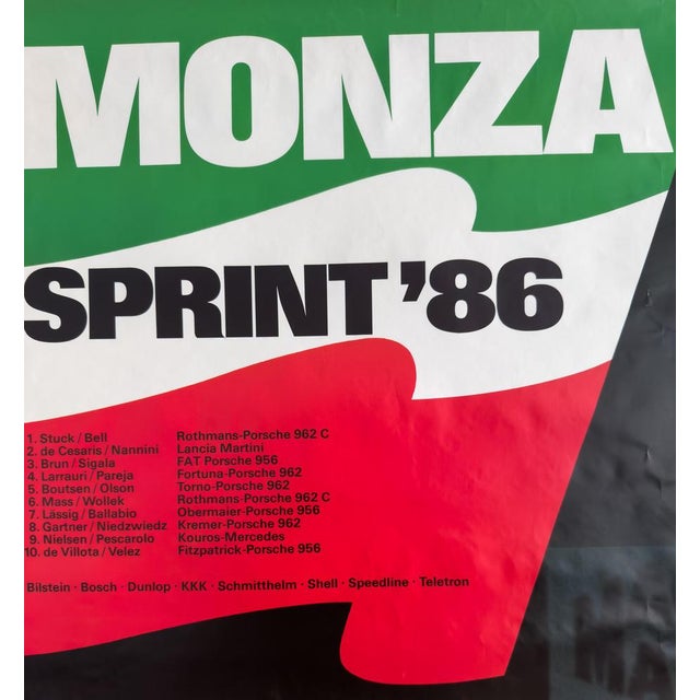 Monza Sprint 86 Original Porsche Poster by Strenger Grafik Design, 1986 For Sale - Image 5 of 9