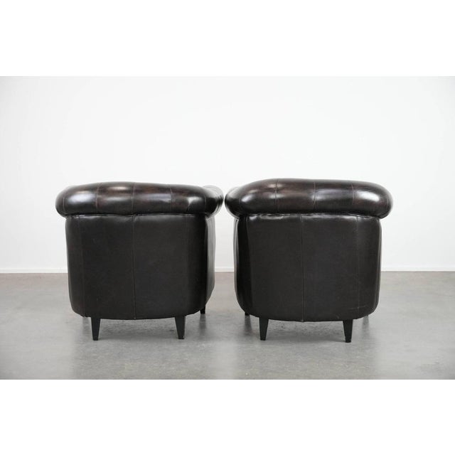 Vintage Chesterfield Club Chairs in Dark Cowhide Leather, Set of 2 For Sale - Image 3 of 15