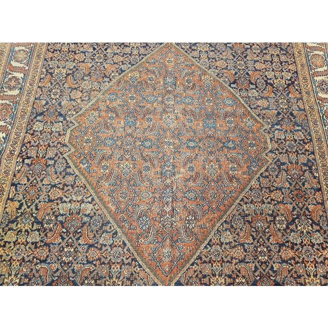 19th Century Persian Farahan Gallery Rug, Hand-Knotted Wool, Herati Geometric Pattern, Navy & ivory, 7x19 For Sale In Chicago - Image 6 of 18