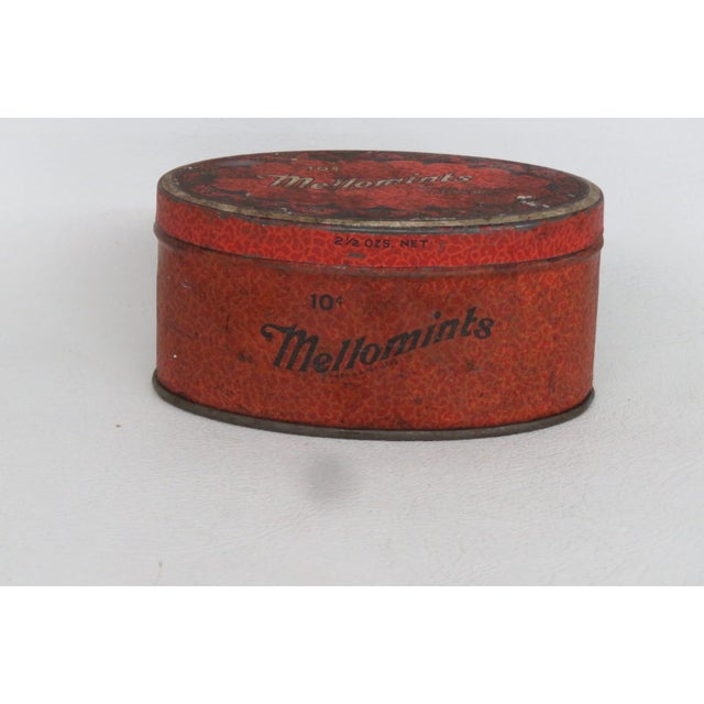 Mellomints Pre Ww2 Candy Tin Metal Oval Box With Removable Lid Made in Usa 4904b For Sale - Image 9 of 9