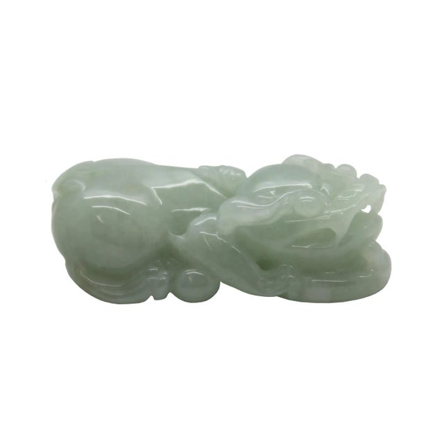 Chinese Hand Carved Natural Green Jade Feng Shui Lucky Pixiu Figure Pendant For Sale In San Francisco - Image 6 of 6