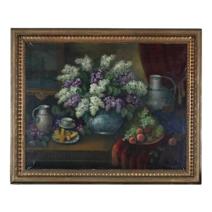 Western European Artist, Floral Still Life, Oil on Canvas, Framed For Sale