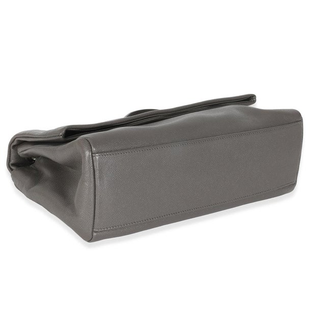 Animal Skin Grey Grained Calfskin Medium West Hollywood Monogram Fold Over Bag For Sale - Image 7 of 9